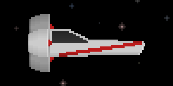 A pixel art image of a spaceship